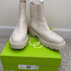 Sam Edelman Laguna Ivory Leather Ankle Boots